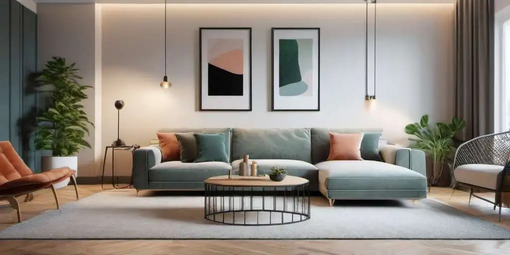 Salón elegante con colores otoñales